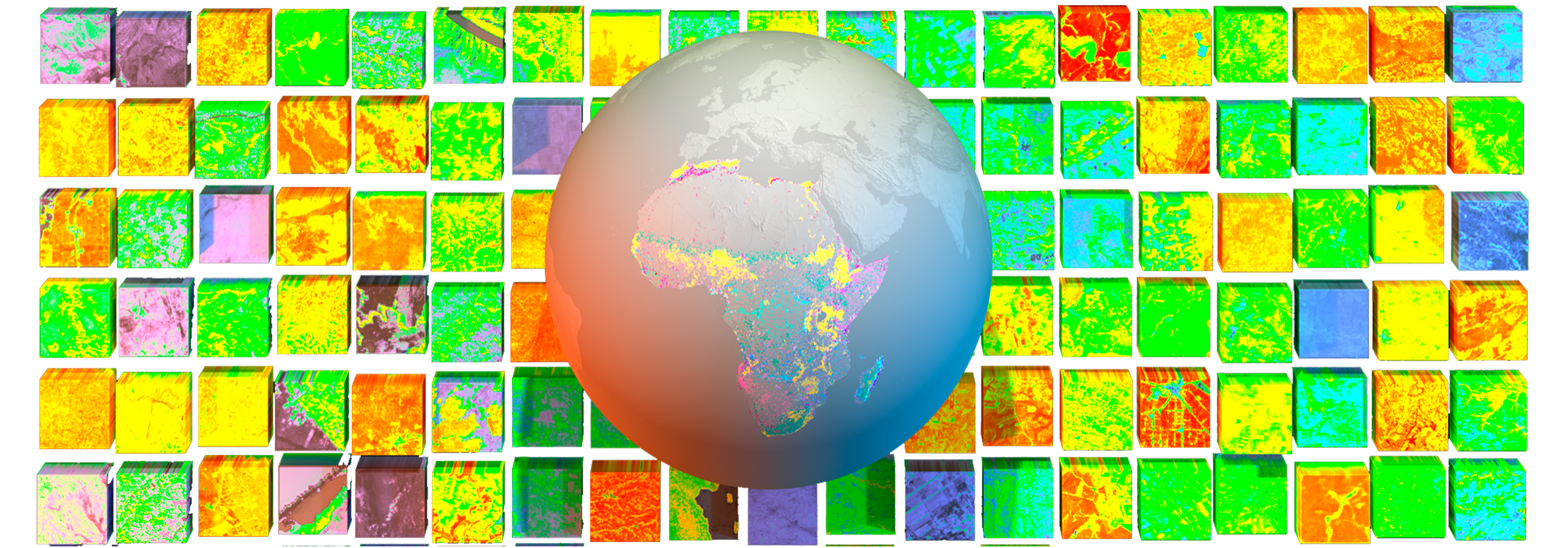 Stylistic rendering of satellite images and a globe. (© L. Alonso/MPI-BGC)